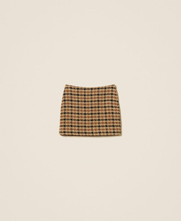 Check boucl&eacute; miniskirt