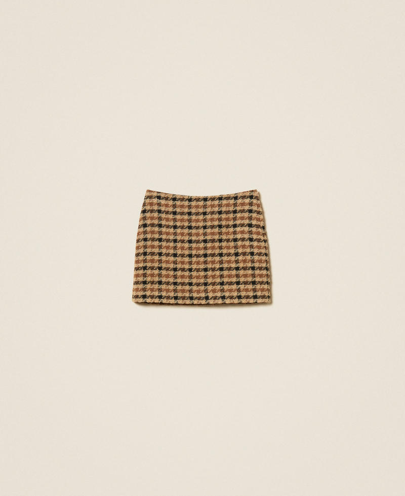 Check boucl&eacute; miniskirt Brown/"Nut" Brown/Gold Check Boucl&egrave; Woman 262TT2351_14021_S0