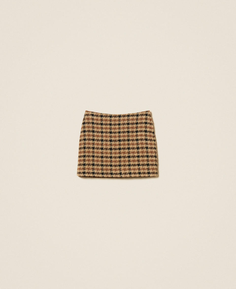 Check boucl&eacute; miniskirt Brown/"Nut" Brown/Gold Check Boucl&egrave; Woman 262TT2351_14021_S0