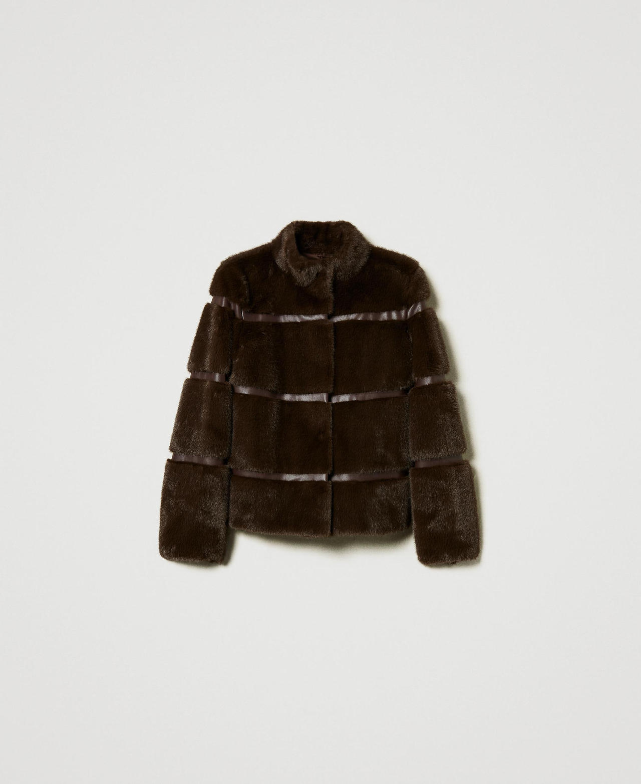 Scee by twin set Cappotto corto in faux fur con intarsi