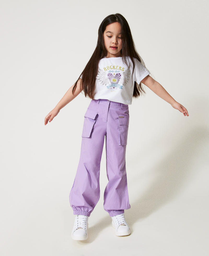 Poplin cargo trousers Pastel Violet Girl 251GJ2424_11862_02