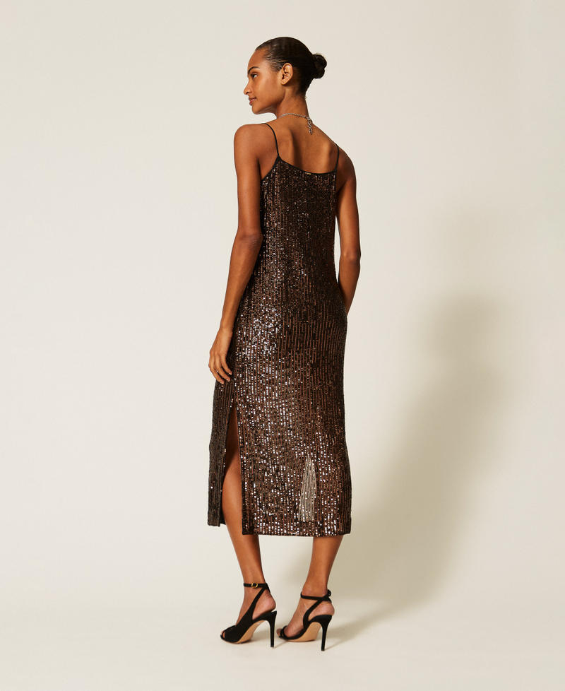 Abito lungo in paillettes Sequins Stripes Brown Donna 262TT2140_14171_03