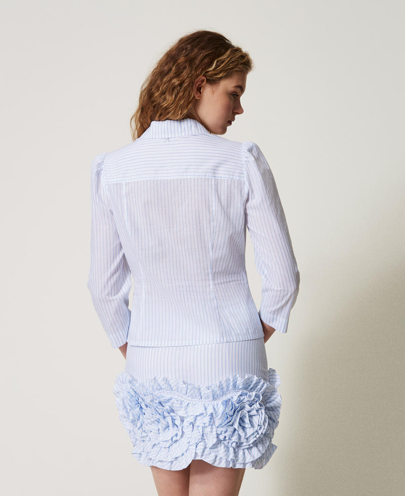 Camicia in popeline a righe Bicolor Bianco "Papers" / Azzurro Intenso Donna 251AX2056_12399_02