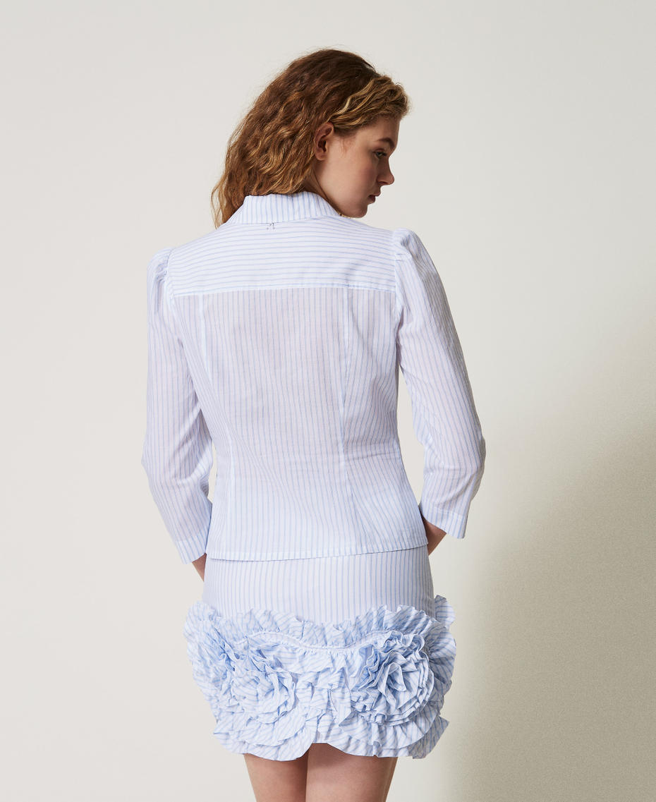 Camicia in popeline a righe Bicolor Bianco "Papers" / Azzurro Intenso Donna 251AX2056_12399_02
