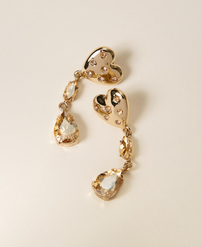 Heart-shaped earrings with rhinestone pendants New Gold Woman 262TA4033_10630_02