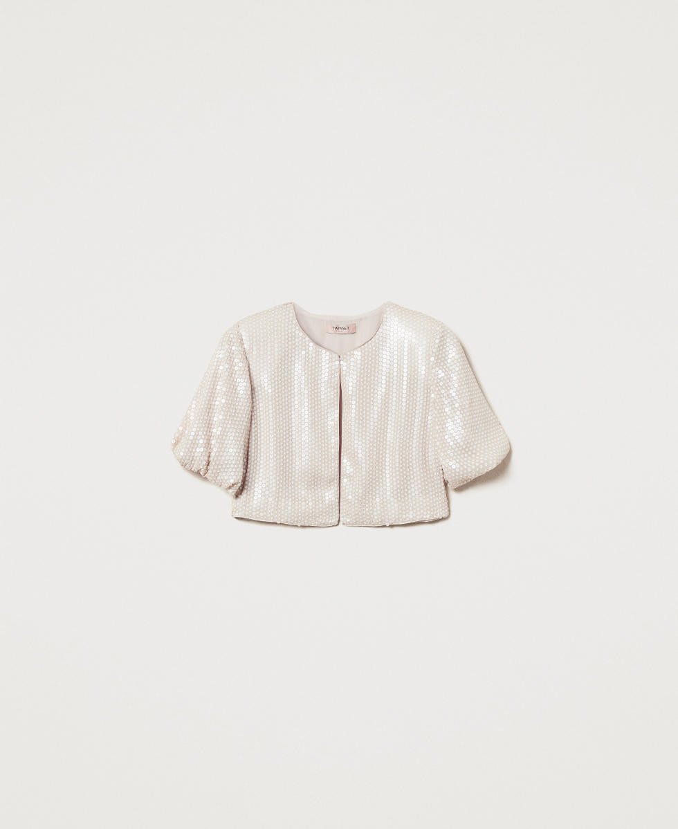 Bolero con bordado de lentejuelas Bordado Sequins Beige &laquo;Rope&raquo; Mujer 251TT2132_12495_S0