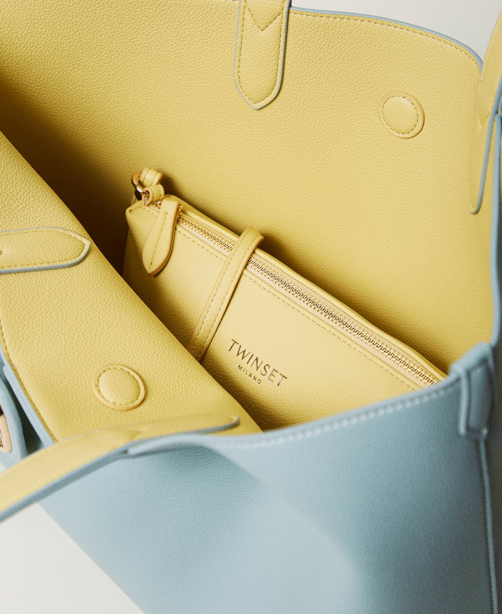 &lsquo;Everywhere&lsquo; reversible shopper bag Two-tone Dusty Blue/Pale Yellow Woman 251TB7300_12242_04