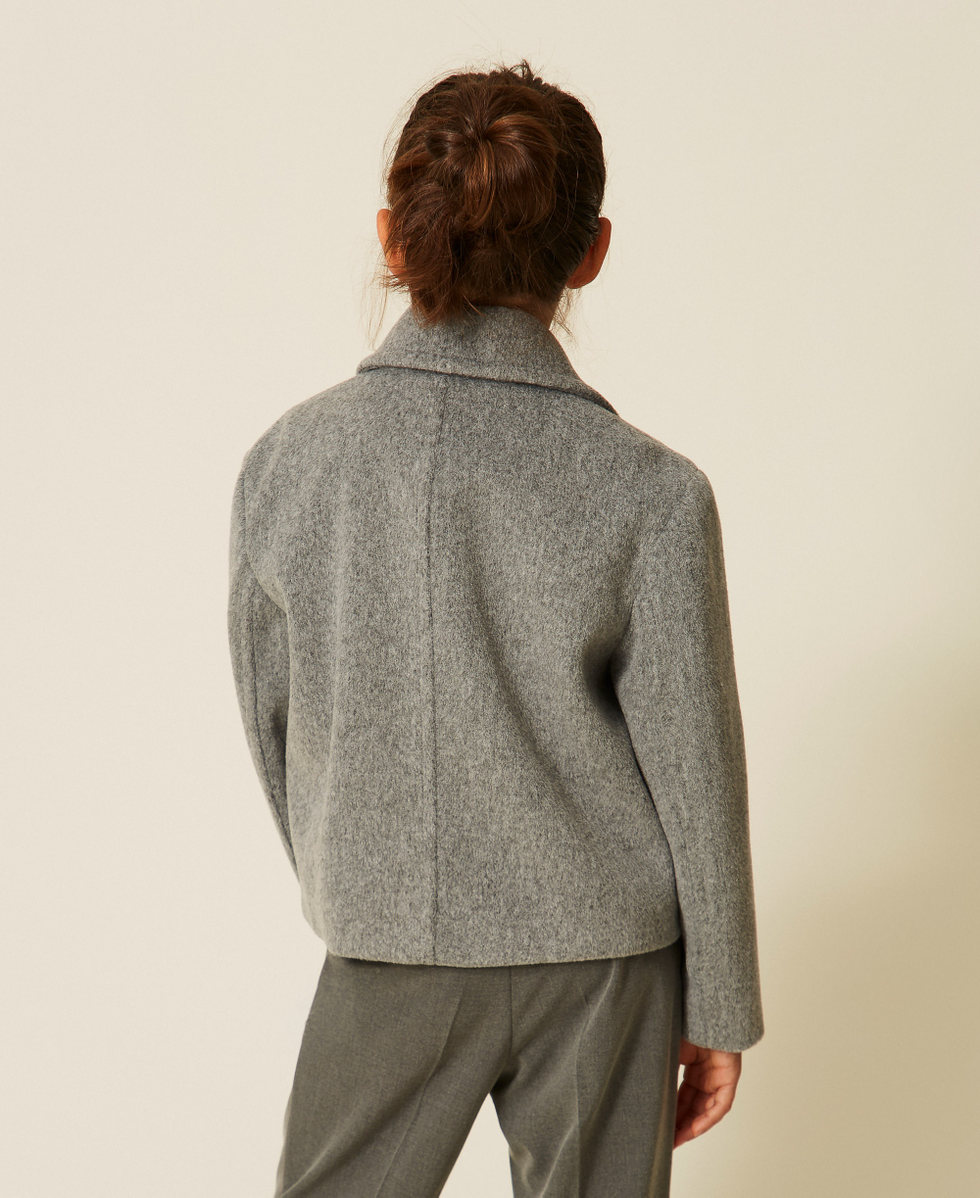 Caban crois&eacute; en drap Gris Moyen Chin&eacute; Fille 262GJ2061_12838_03