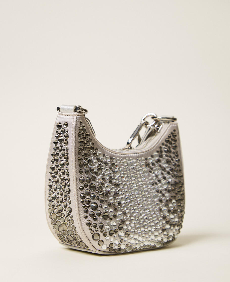 'Croissant' bag with rhinestones Silver Woman 252TB7213_00995_03