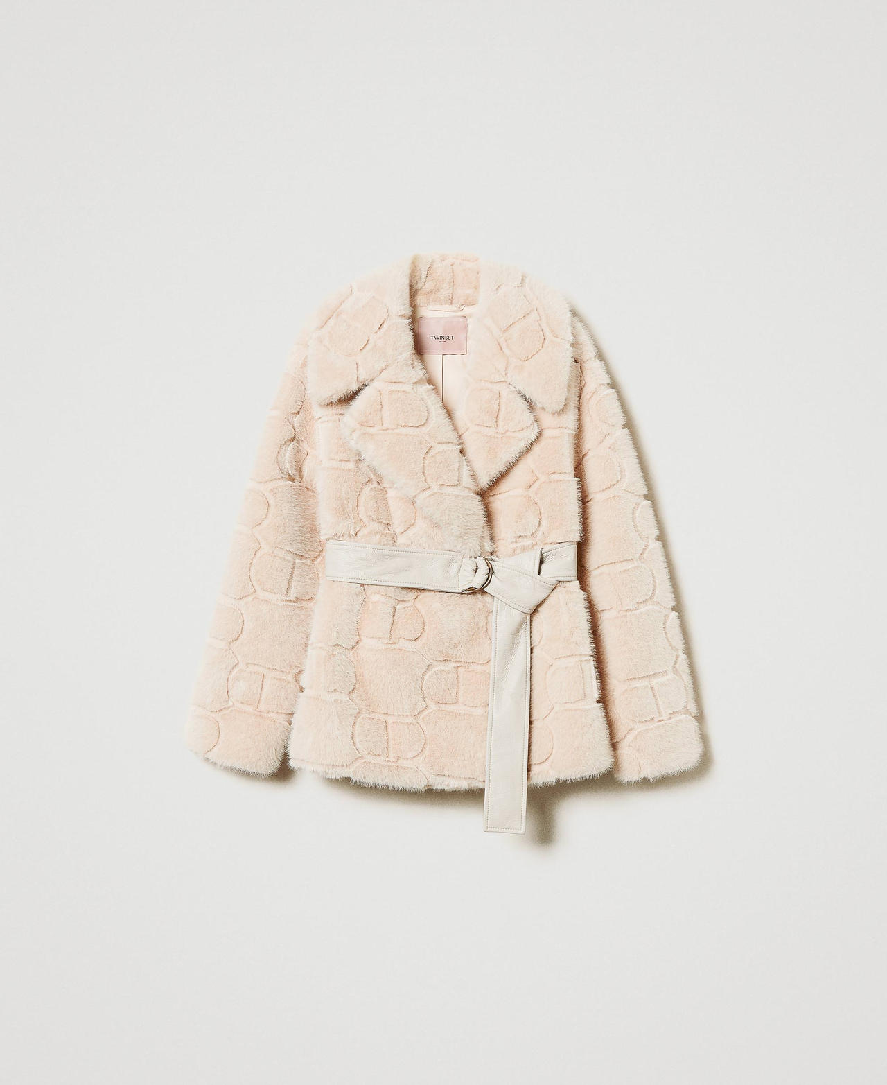 Scee by twin set Cappotto corto in faux fur con Oval T