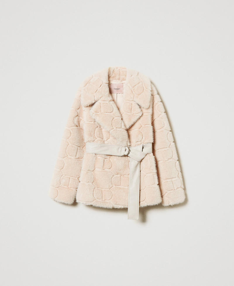 Abrigo corto de pelo sint&eacute;tico con Oval T