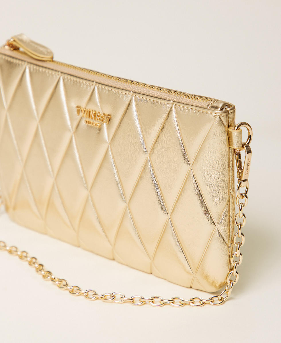 Mini-Tasche mit Steppmuster und Logo Gelbgold Frau 261TH7035_10366_02