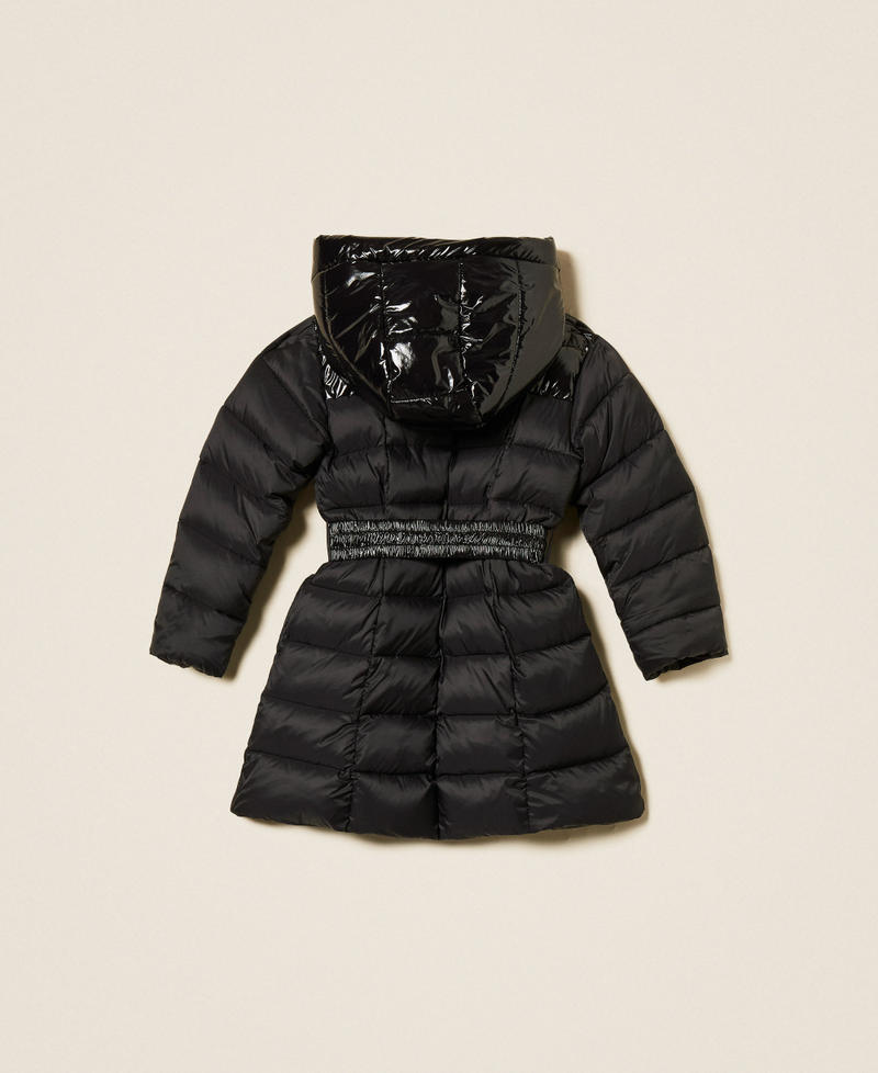Long puffer jacket with logo belt Black Girl 252GJ2160_00006_S1