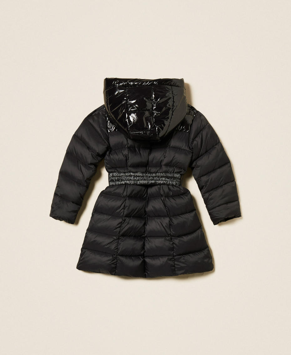 Long puffer jacket with logo belt Black Girl 252GJ2160_00006_S1