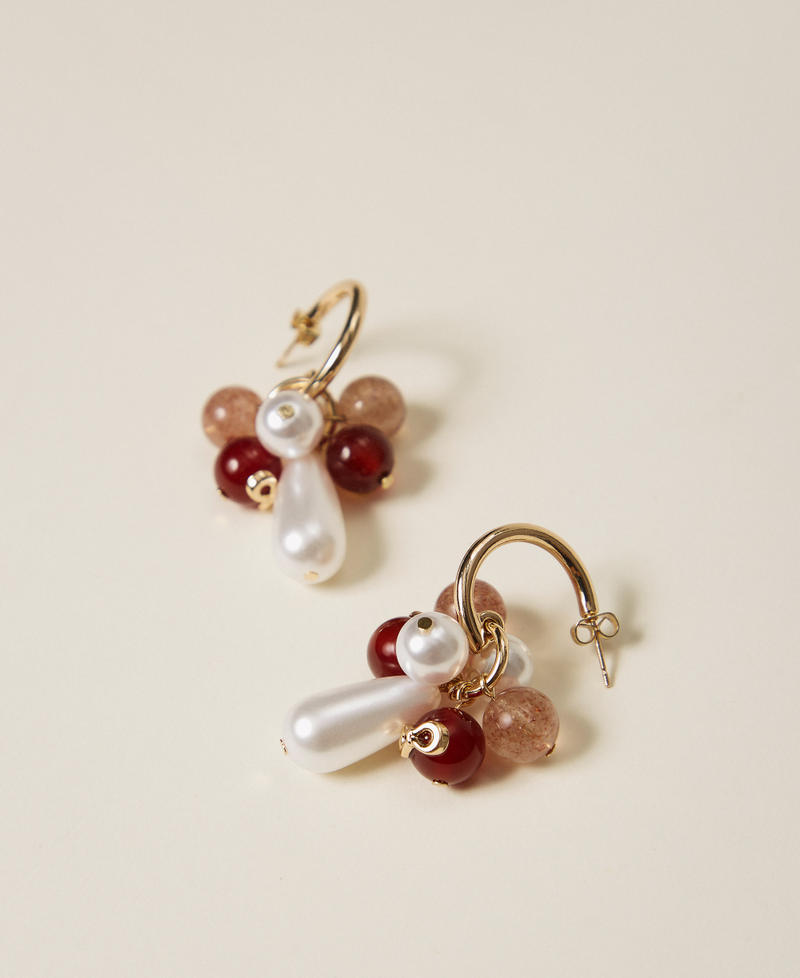 Multicolour stone earrings Indian Red/Cashmere Rose Woman 261TO5021_13529_02