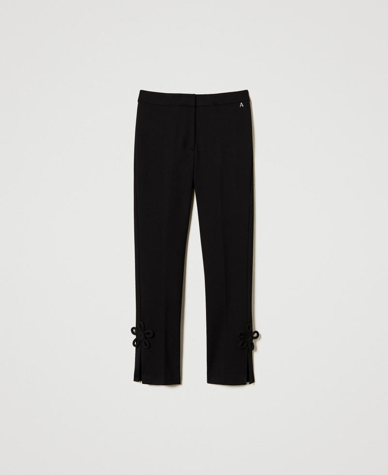 Cigarette trousers with flowers Black Woman 251AP2533_00006_0S