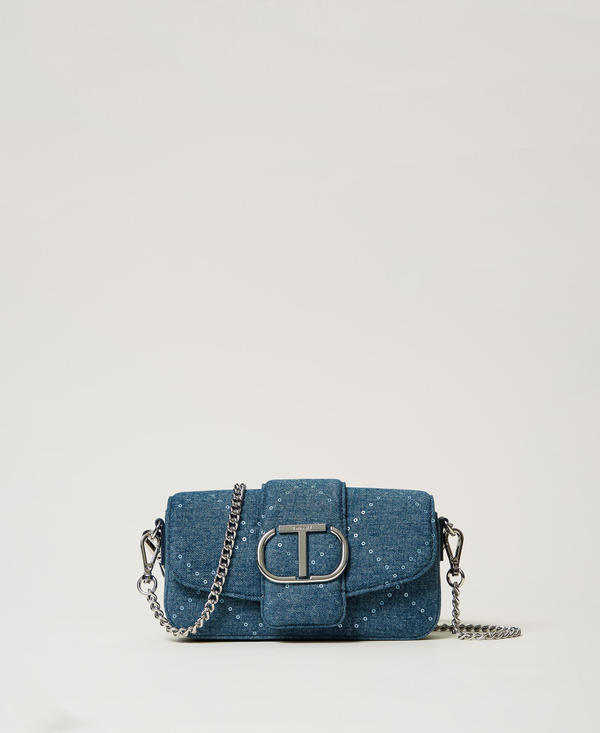 Borsa a tracolla ‘Amie’ in denim con paillettes