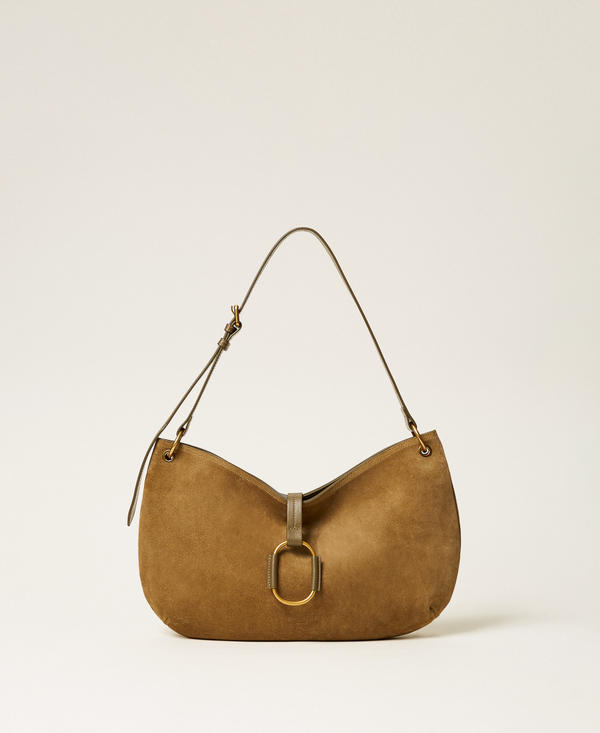 Borsa hobo tonda in pelle scamosciata