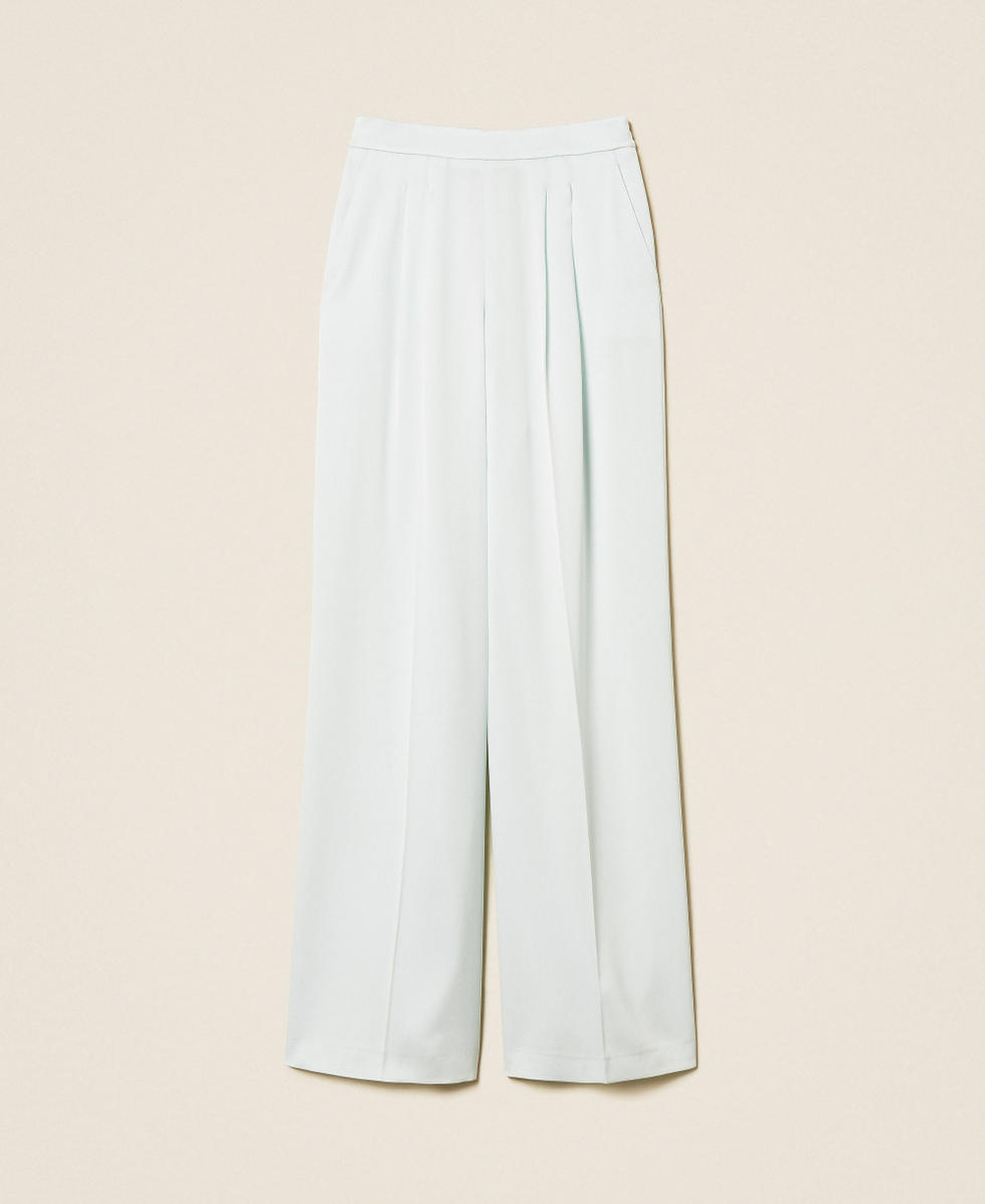 Pantalon ample en satin Bleu &laquo;&nbsp;Aqua&nbsp;&raquo; Femme 261TP2391_13162_S0