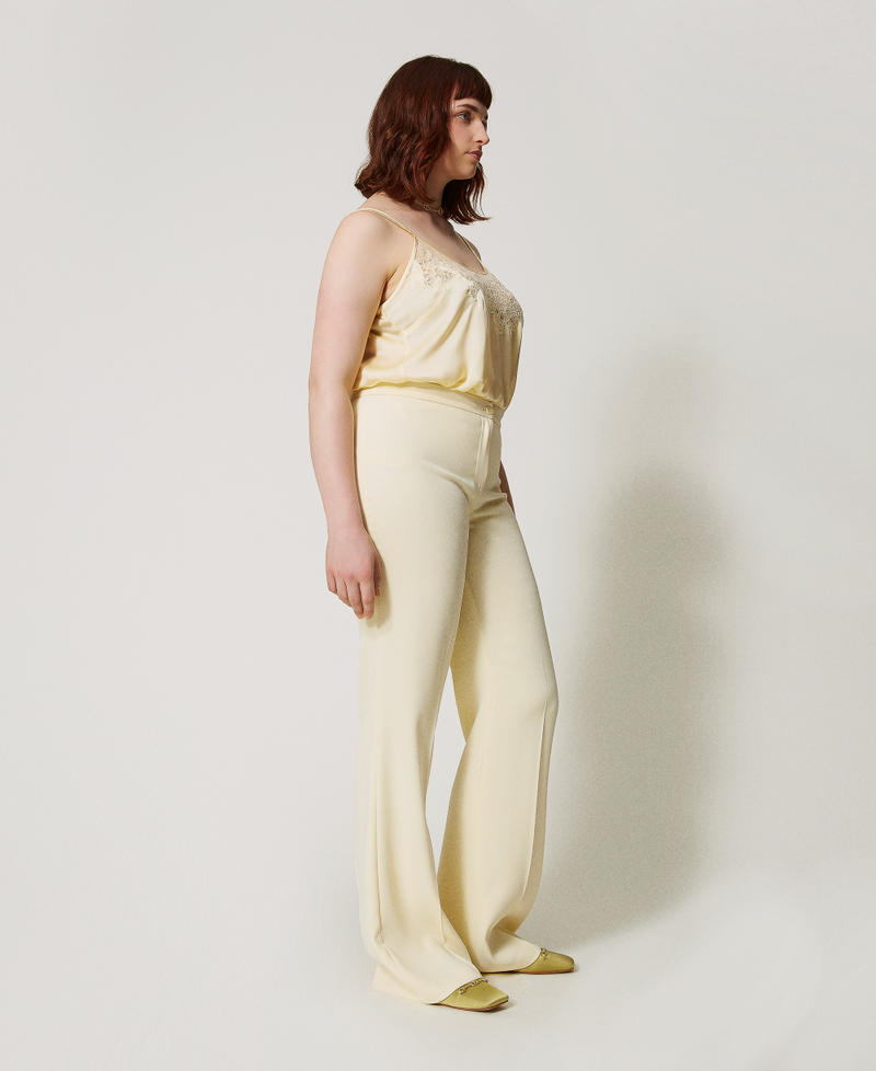 Fluid crêpe flared fitted leg trousers Vanilla Woman 251TP2106_12143_02
