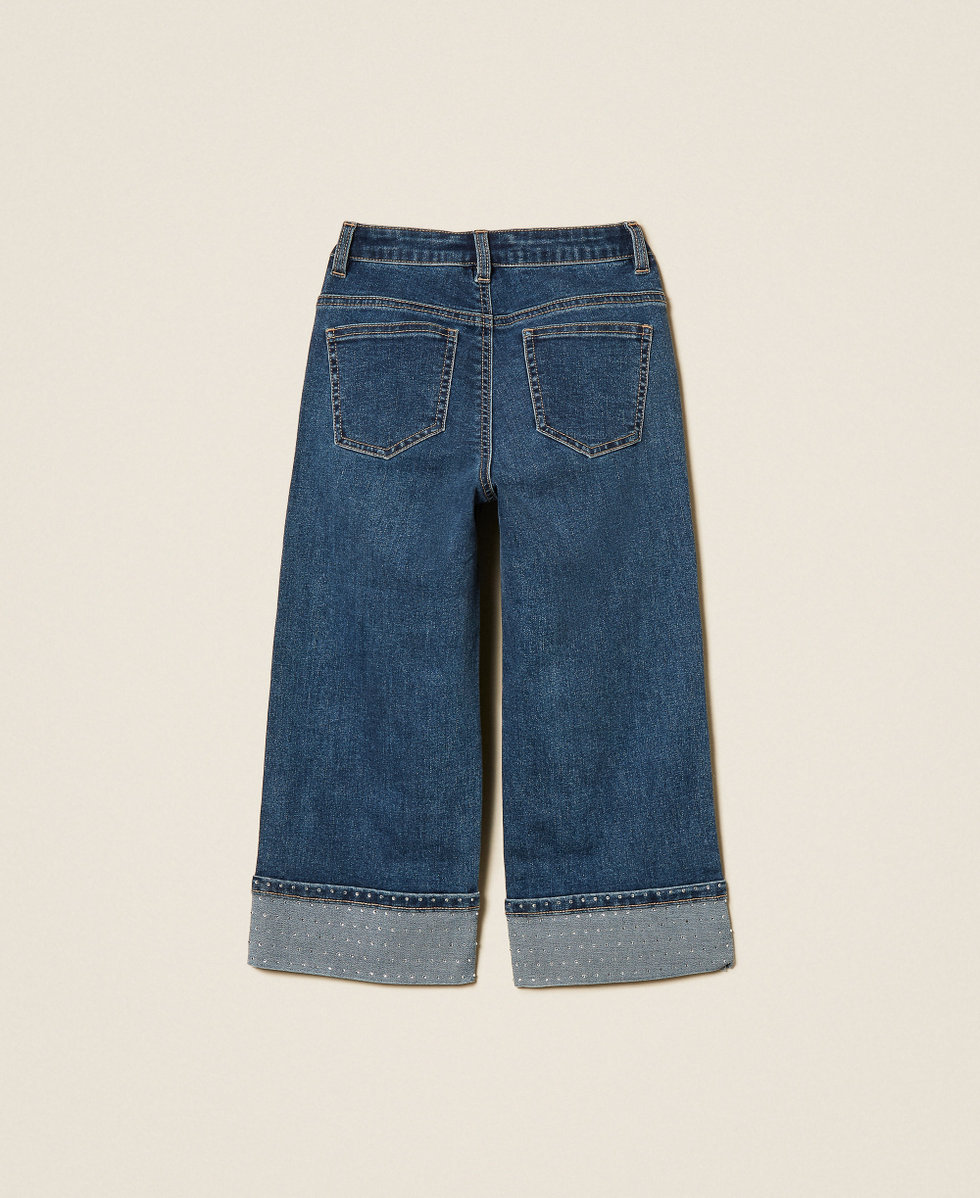 Jean pour fille cinq poches avec strass Denim Mid Blue Fille 252GB2080_07282_S1