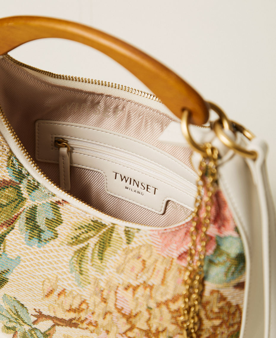 Jacquard &lsquo;Croissant&rsquo; bag with charms Jacquard Gobelin Woman 261TB7321_13312_04