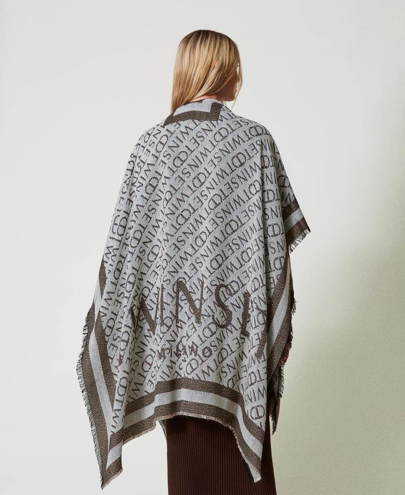 Jacquard poncho with logo Black Woman 242TO504A_00006_03