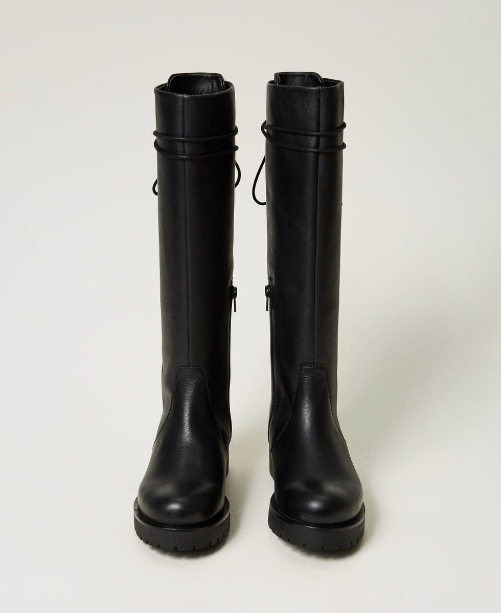 人気の贈り物が大集合 boots leather Lace-up Woman, Milano TWINSET | Black ブーツ