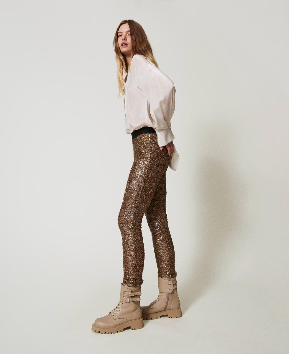 MYFO full sequin leggings Woman Brown TWINSET Milano
