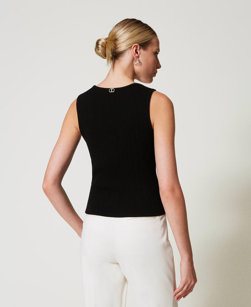 Knit top with decorative buttons Black Woman 251TP3492_00006_03