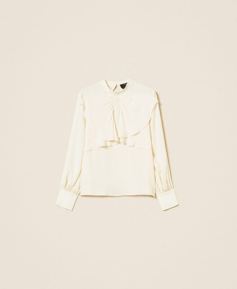 Bluse aus Cr&ecirc;pe de Chine aus Seidengemisch Perlmutt Frau 262TP278A_00059_S0