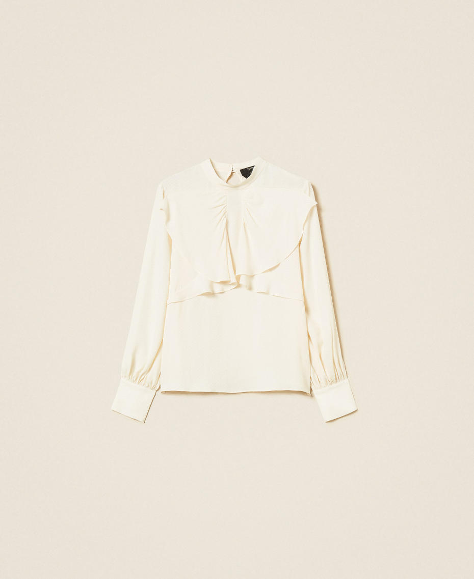 Bluse aus Cr&ecirc;pe de Chine aus Seidengemisch Perlmutt Frau 262TP278A_00059_S0