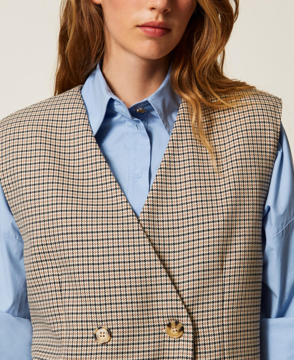 Chaleco de doble botonadura de pata de gallo Natural Pata de Gallo Mujer 252AP2241_12667_04