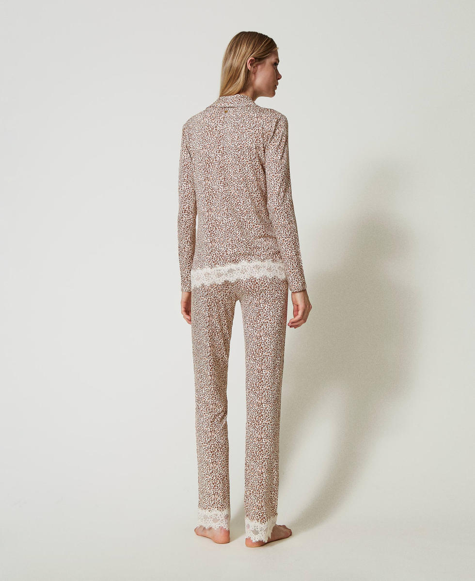 Pyjama masculin avec imprim&eacute; et dentelle Multicolore Imprim&eacute; Animalier Femme 242LL2GBB_11994_03