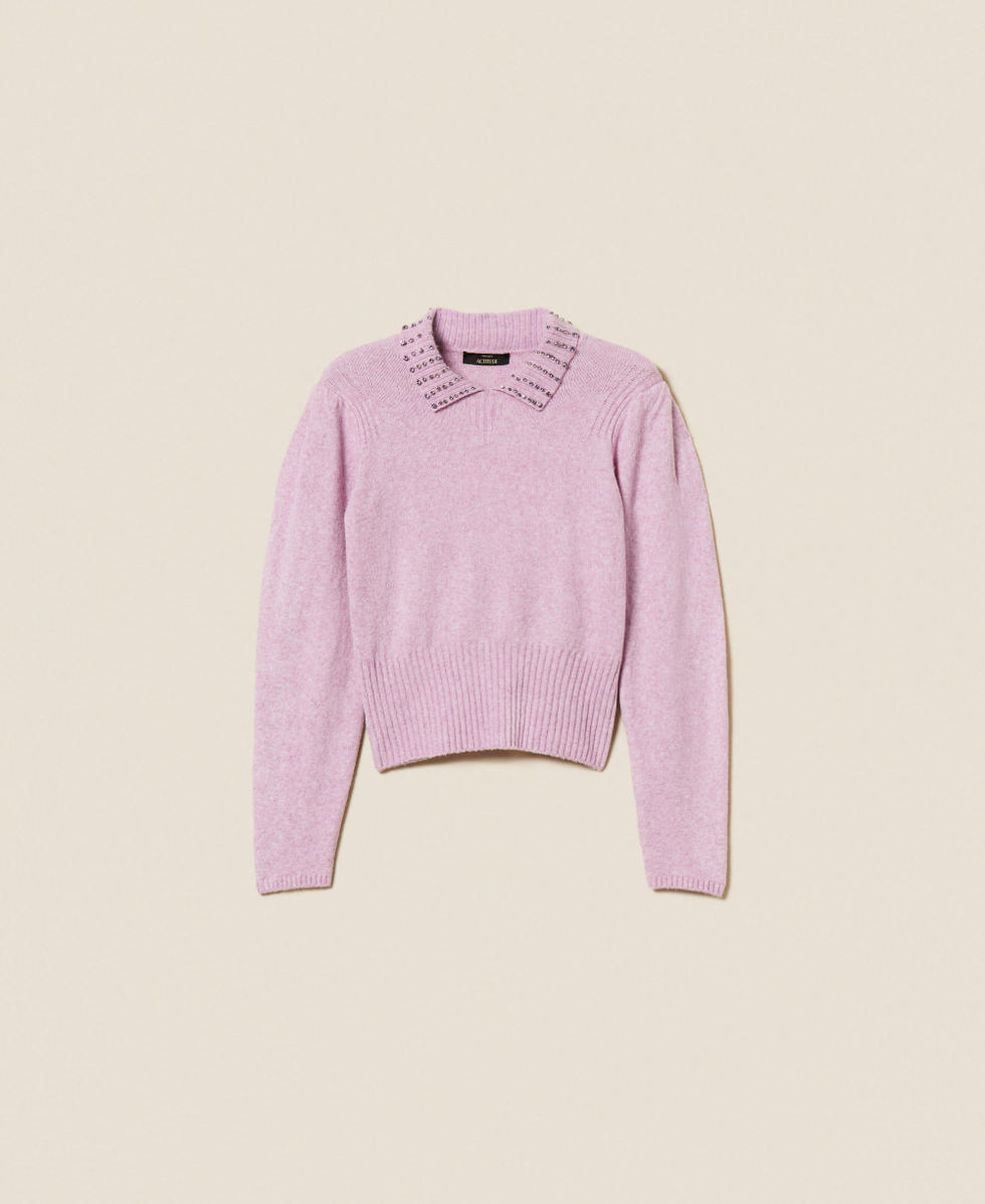 Pull polo en fil recycl&eacute; Violet &laquo;&nbsp;Fair Orchid&nbsp;&raquo; Femme 252AP3160_12560_S0