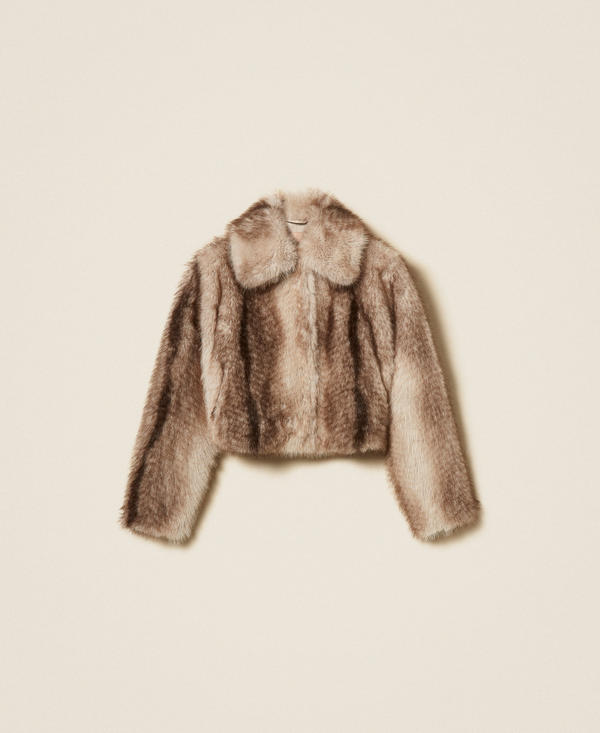 Giacca in faux fur a stampa sfumata
