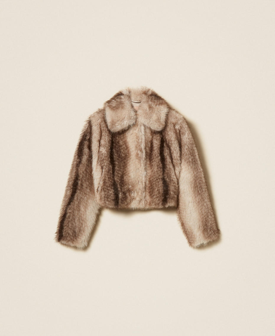 Jacke aus Kunstpelz mit schattiertem Print Animal Shade Casha / Brown Frau 262TP2240_13812_S0