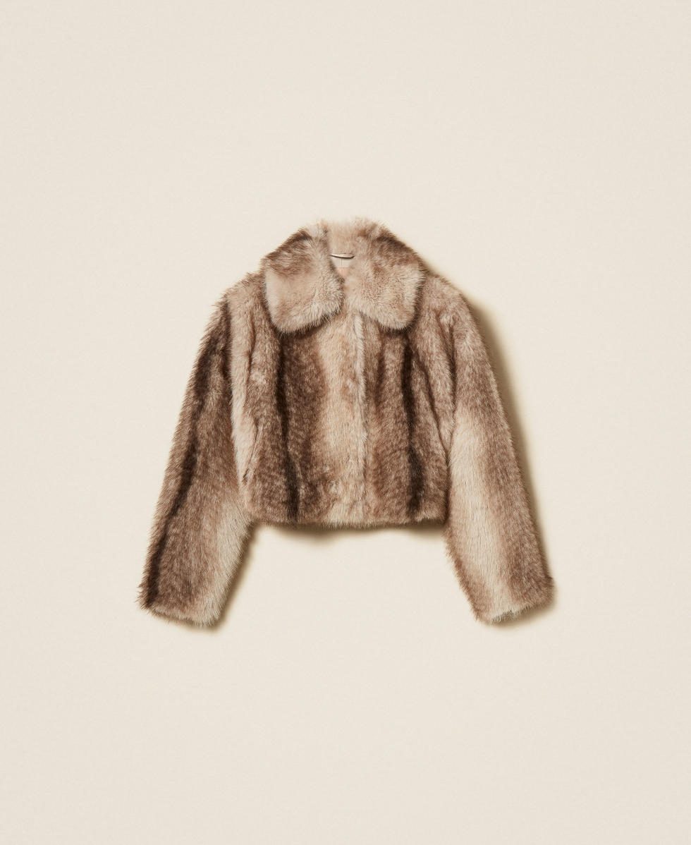 Jacke aus Kunstpelz mit schattiertem Print Animal Shade Casha / Brown Frau 262TP2240_13812_S0