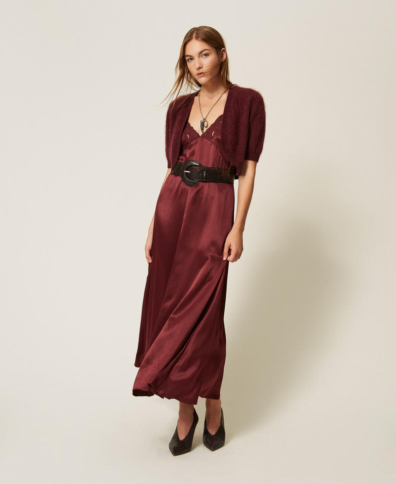 Brushed wool blend shrug Bordeaux Woman 262TT3022_00020_T0
