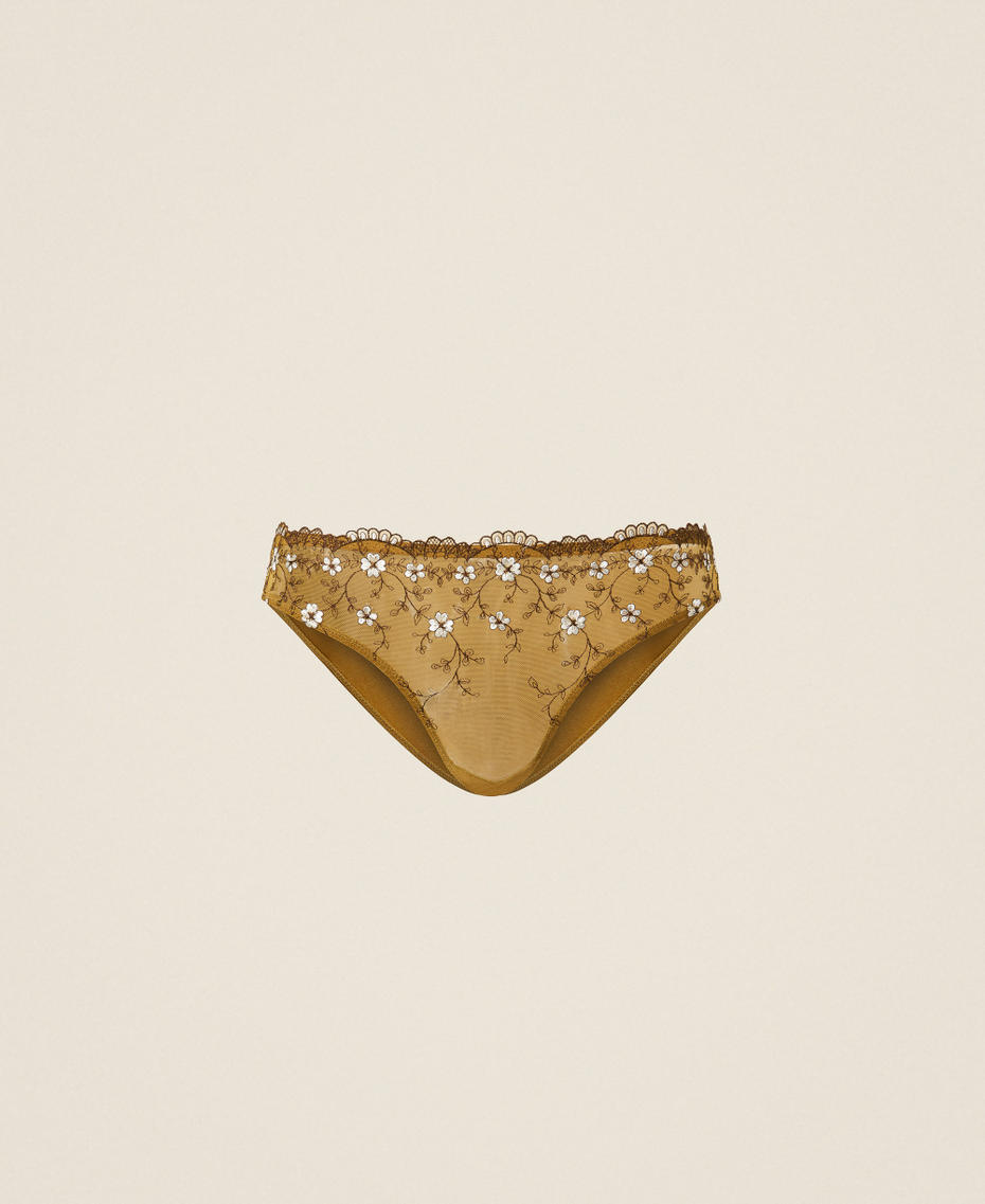 Slip in tulle ricamato Ricamo Shiny Oil / Mocha / Madreperla Donna 262LI6B66_13898_S0