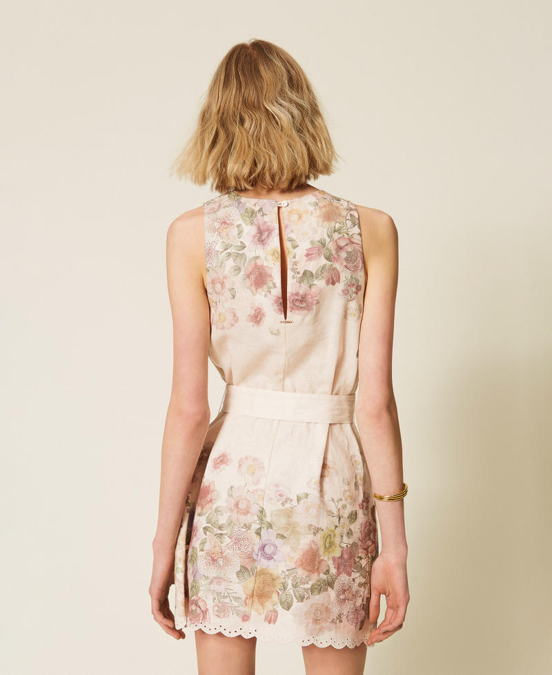 Robe courte en lin floral avec broderie Imprim&eacute; Wildflowers Couleur Pastel Femme 261TT2571_13588_03