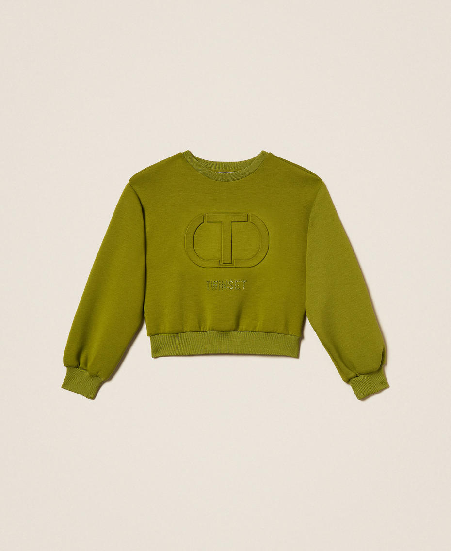 Scuba sweatshirt with Oval T Olive Oil Girl 252GJ205M_12576_S0
