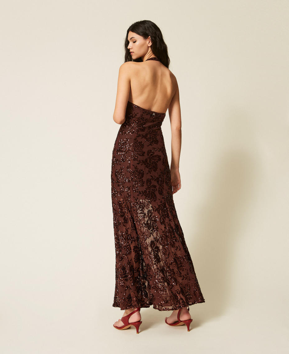 Robe longue en tulle avec sequins Marron &laquo;&thinsp;Bitter Chocolate&thinsp;&raquo; Femme 261AT2145_11504_03