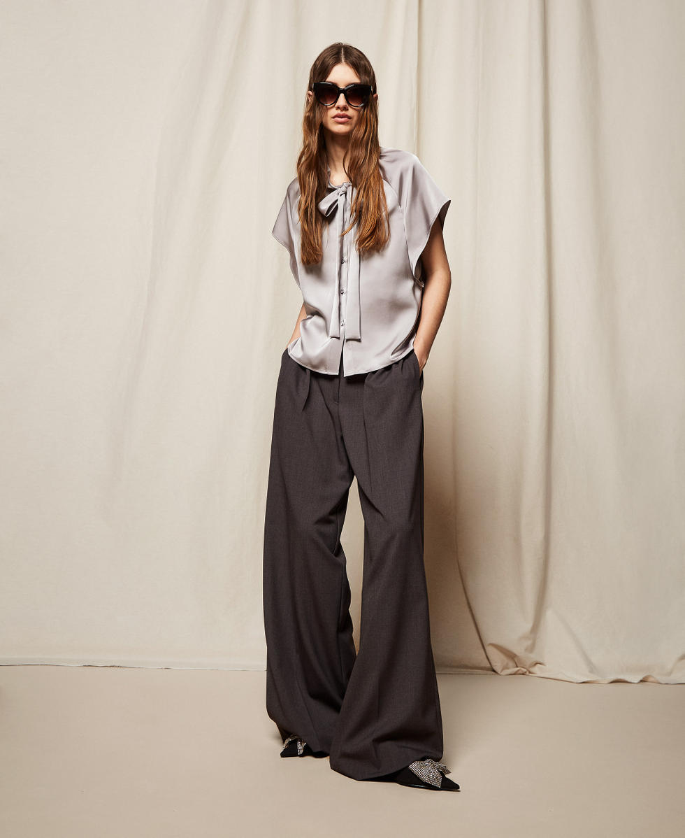Palazzo trousers with pleats