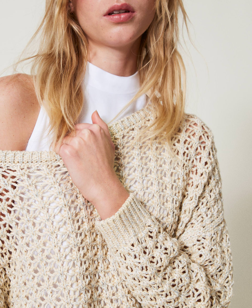 Maxi openwork jumper Multicolour Angora Woman 251AP3163_12226_03