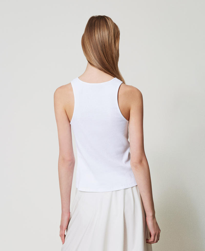 Ribbed top with chain White Woman 251TT2400_00001_03