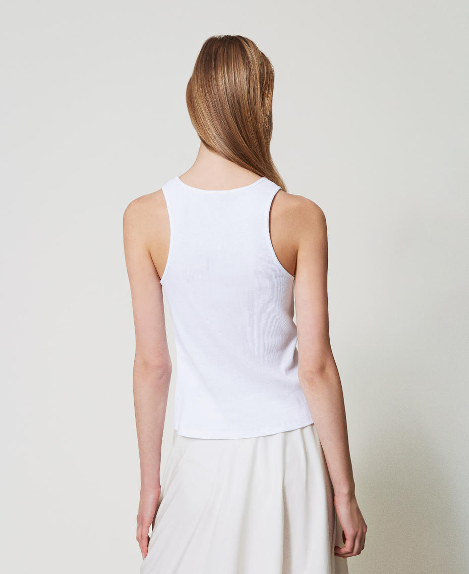 Ribbed top with chain White Woman 251TT2400_00001_03