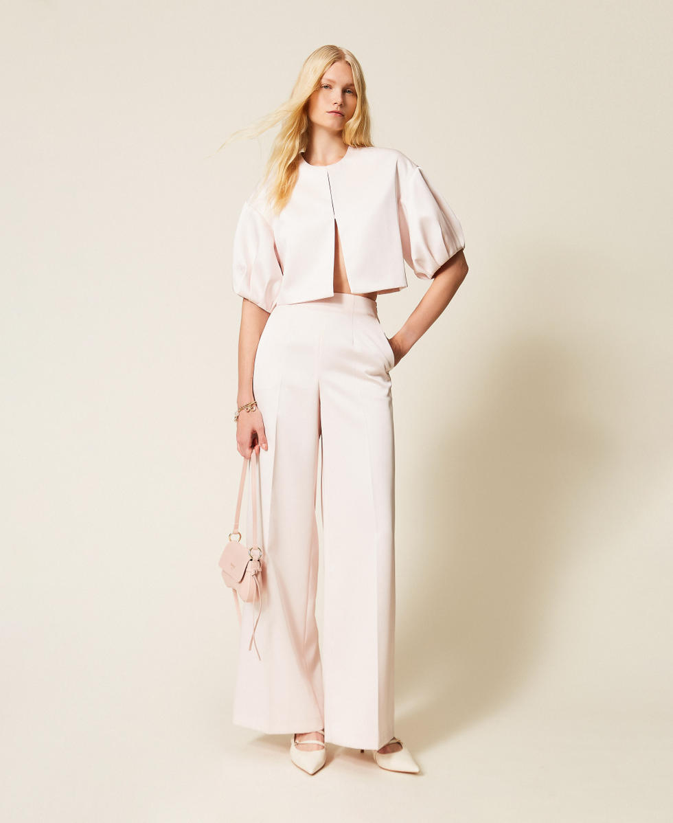 Chaqueta cropped de duquesa Arena Rosa Mujer 261TP2410_00570_T0