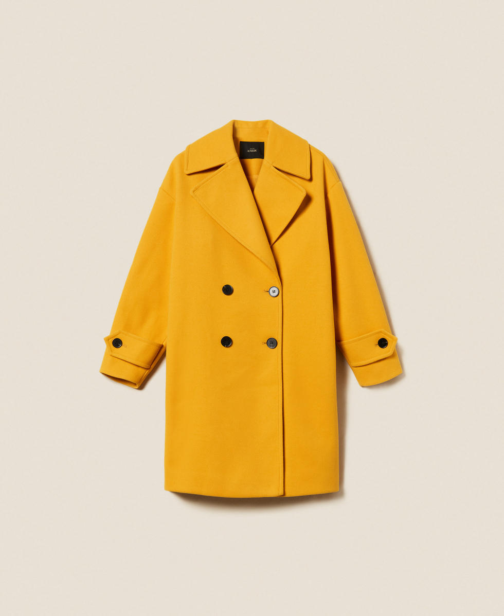 Double-breasted wool cloth coat