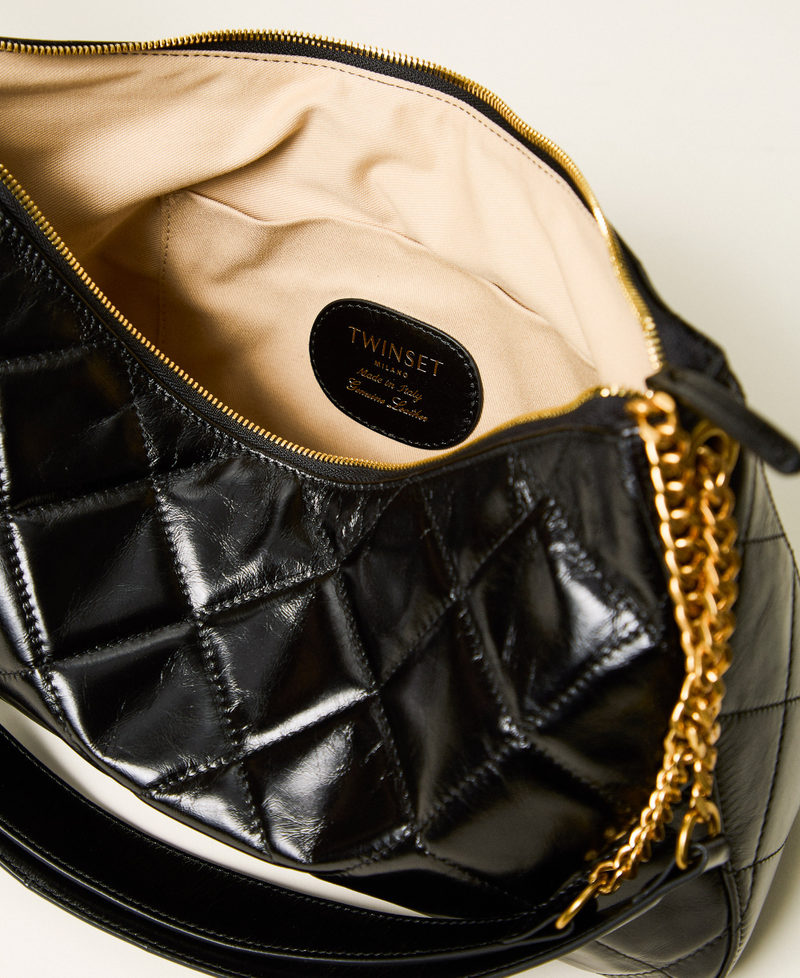 Gro&szlig;e Liliane Tasche aus gestepptem Leder Schwarz Frau 262TD8150_00006_04